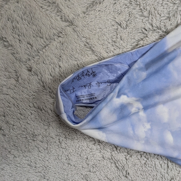 WeWoreWhat Swim Bottom Women's S Blue Powder Clouds Belted Emily Hi-Waist NEW - Picture 6 of 6